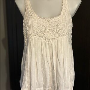 Skies Are Blue Cream Lace Tank Top